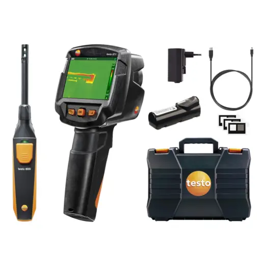 Zestaw do diagnostyki budynków - kamera termowizyjna testo 871s oraz termohigrometr testo 605i | 0560 8717